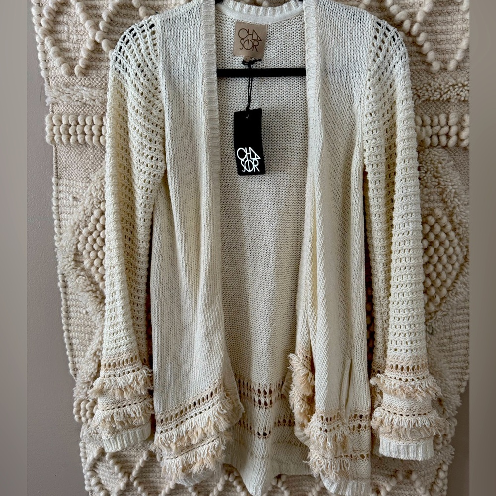 NWT Chaser Fringe Cardigan With Pockets